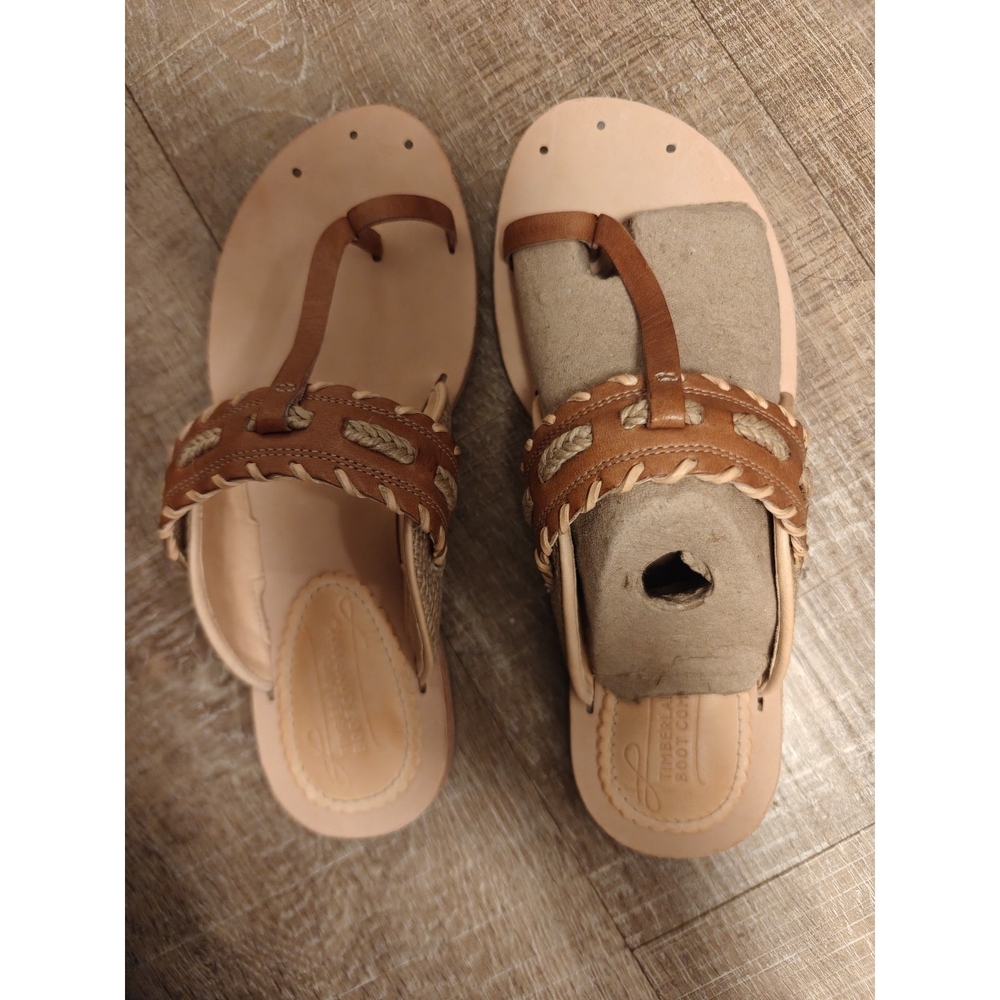 Tan Leather Flat Sandals